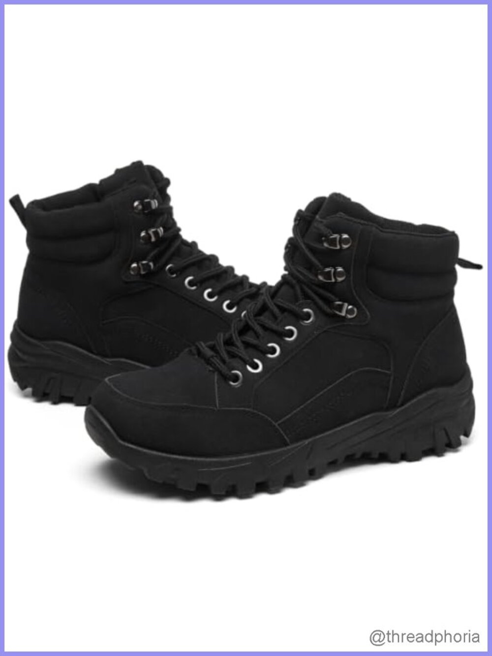 Water-Resistant Vegan Leather Combat Ankle Boots Side Zipper Lug Sole